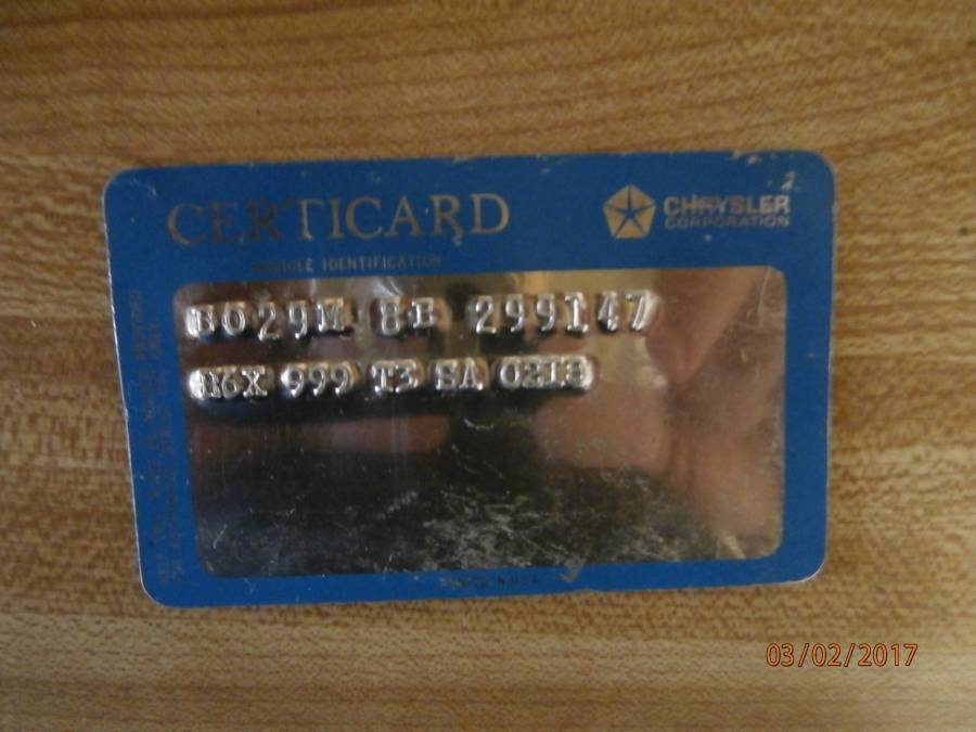 Attached picture super stock hemi certicard.JPG